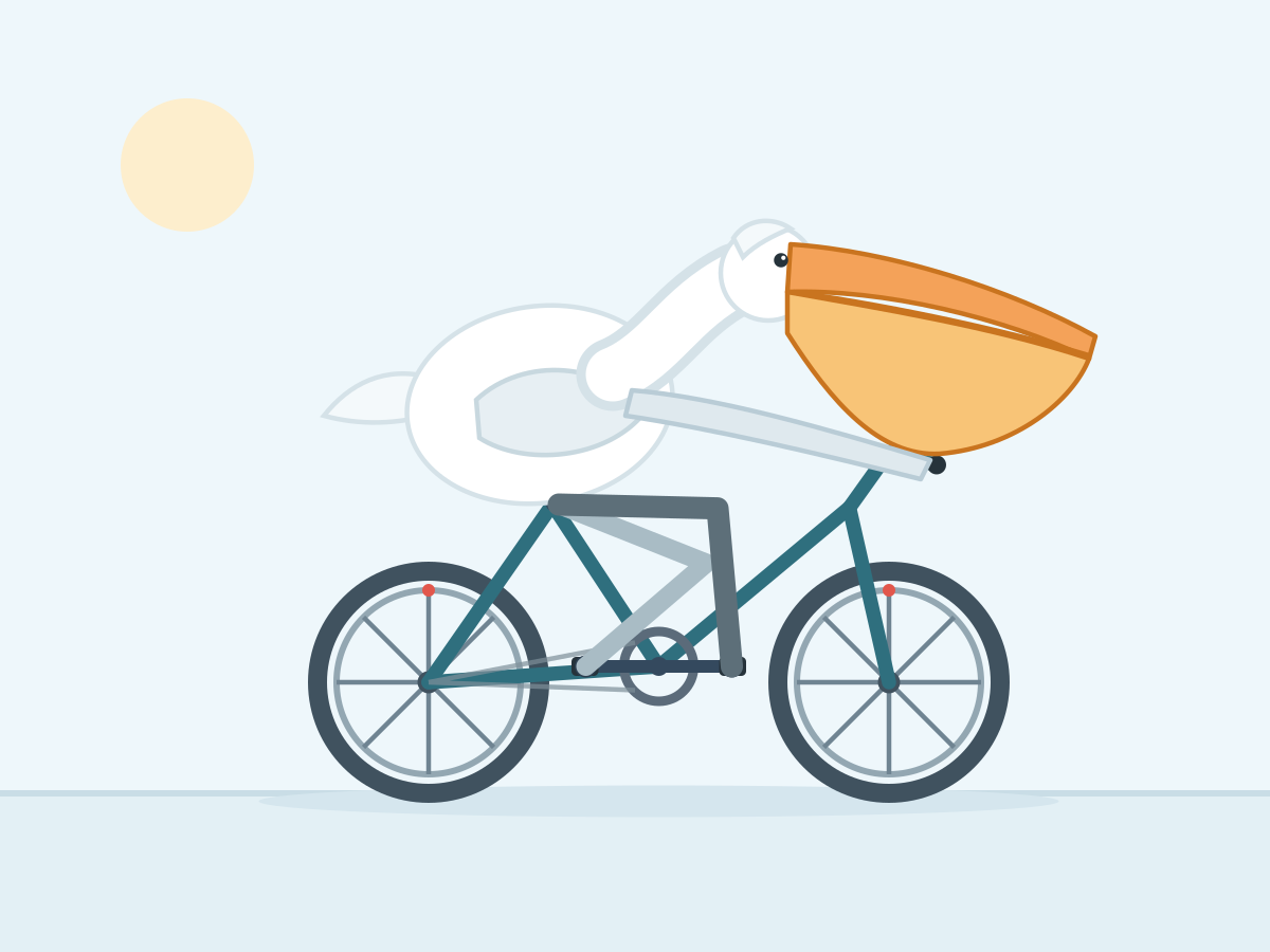 Animated cycling pelican · default