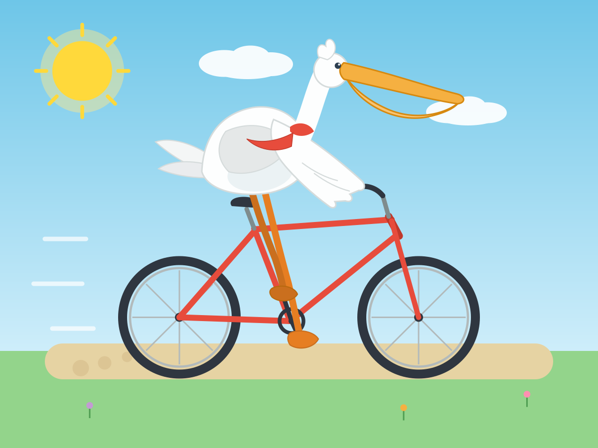 Pelican riding a bicycle · default
