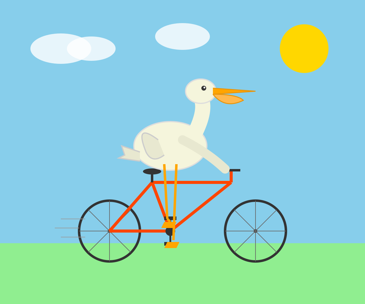 Pelican riding a bicycle · disabled